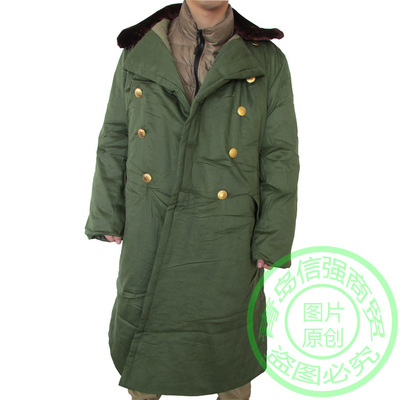 老式军绿棉大衣 冷库防寒用劳保棉服 冬季长款保暖加厚男式棉大衣
