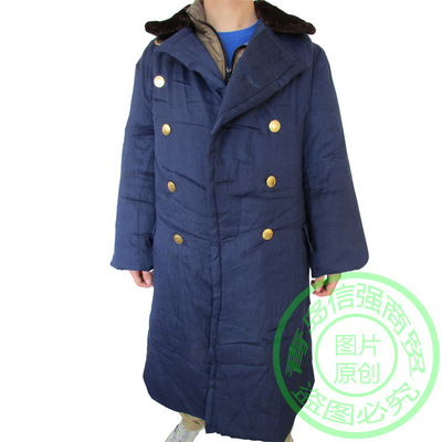 老式大蓝棉大衣 冷库防寒用劳保棉服 冬季长款保暖加厚男式棉大衣