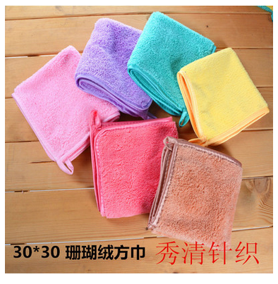 批发新款珊瑚绒抹布 挂式方巾 厨房百洁布 加厚吸水不掉毛30*30cm