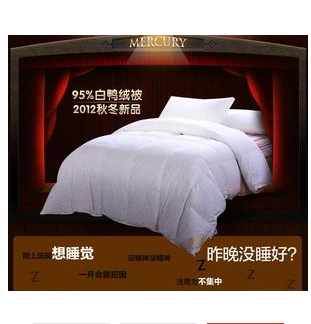 供应正品羽绒被 水星家纺 被子/被芯 95%白鸭绒被
